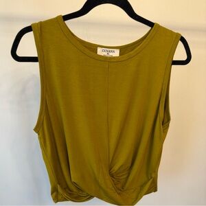 Zenana Outfitters Olive Green Twist-Front Tank Top